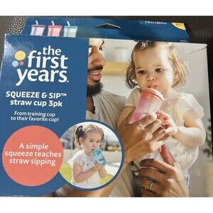 The First Years Squeeze & Sip Toddler Straw Cups 7 oz 3 Count Ages 6+ Months